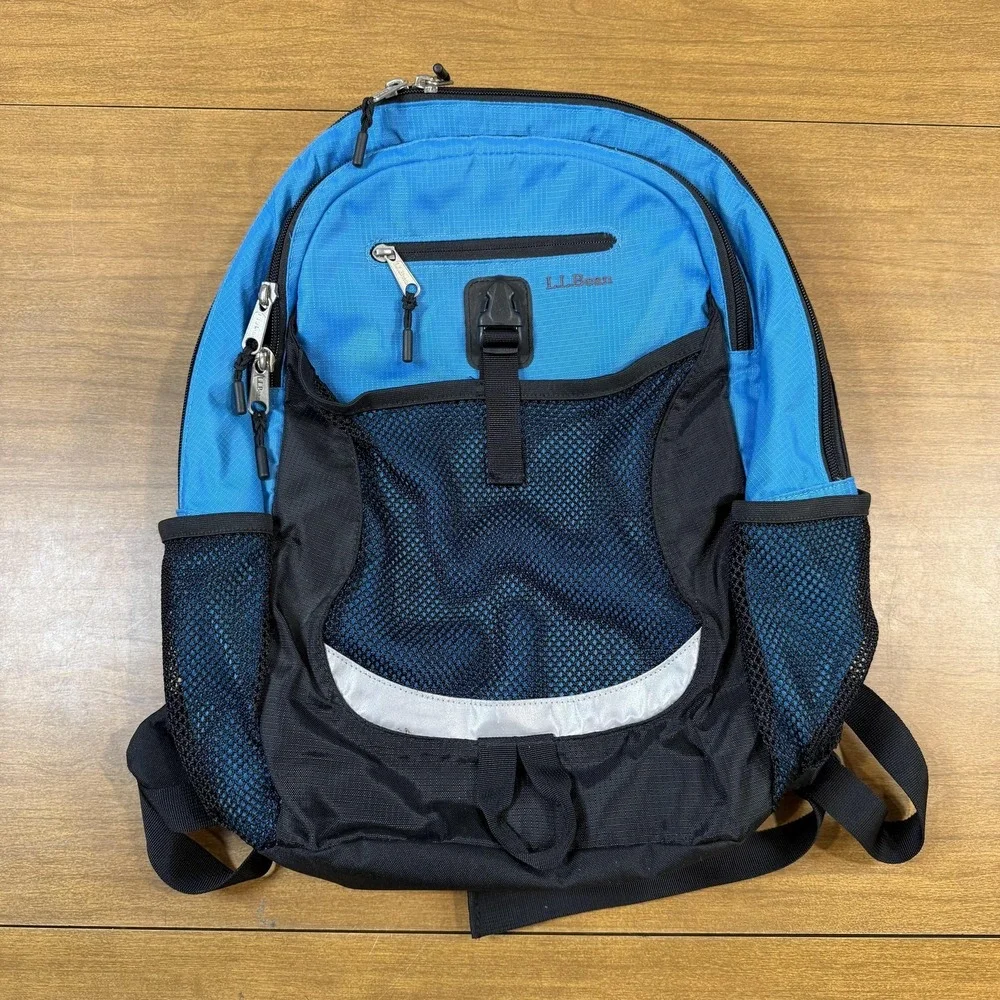 L.L. Bean Blue Backpack Nylon Soft Case Lightweight Men Travel School Bag Pack